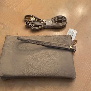 Tan wristlet or crossbody